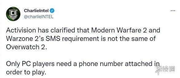 动视澄清《COD:现代战争2》只有PC端才要绑定手机号