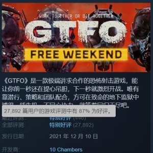 恐怖FPS《GTFO》免费后爆火！Steam在线人数创历史新高